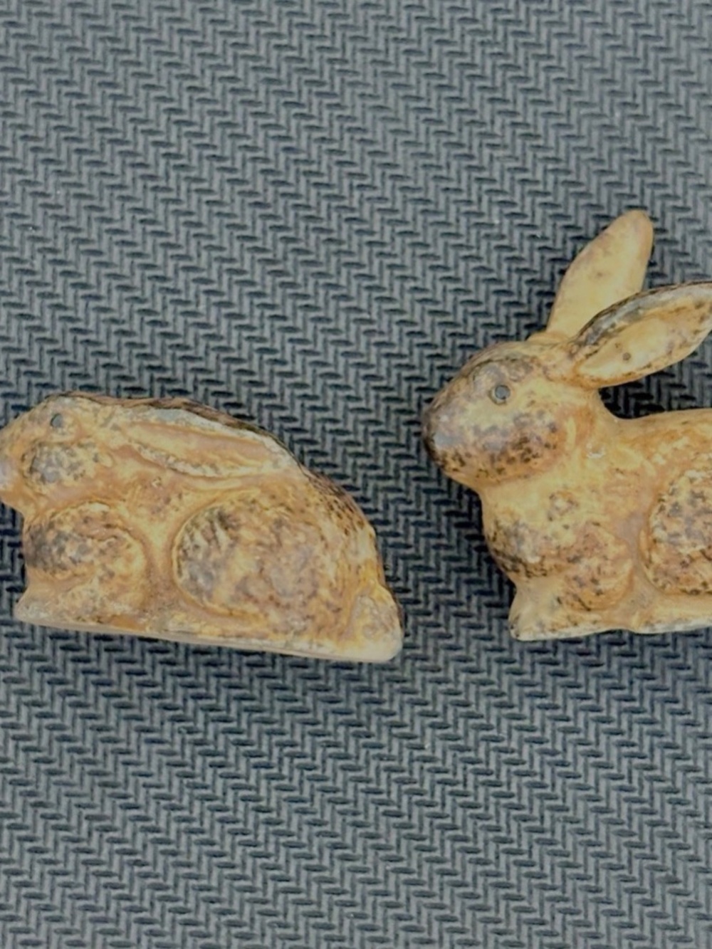 Vintage Brown Ceramic Rabbit Figures Mini Bunny Set of 2 Miniature Japan Otagiri